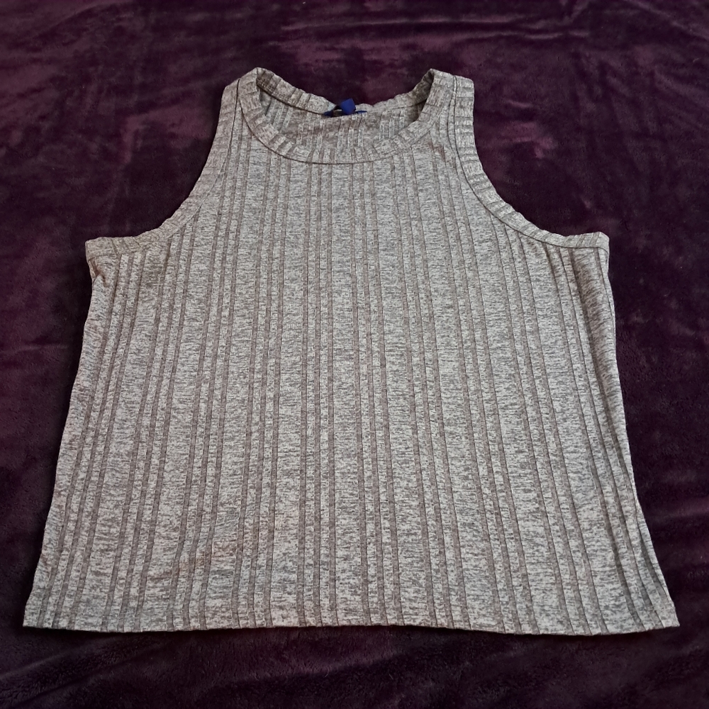 Aeropostale Ribbed Halter Crop Top - Grey